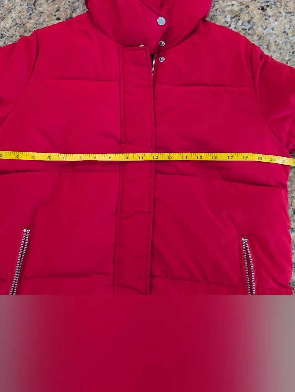 EXPRESS Red Puffer Jacket Hooded with Lace-Up Sides | Size